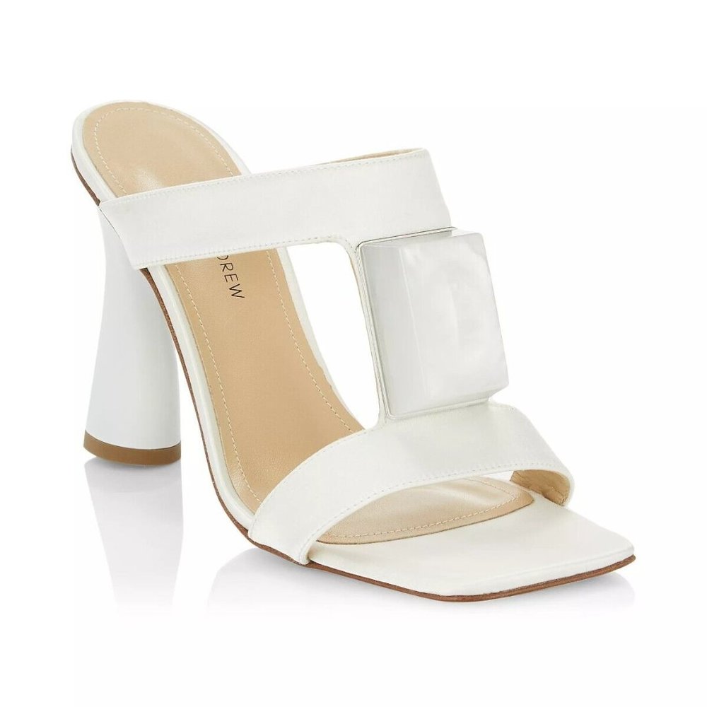 Paul Andrew Cube Satin Mules Sandals White Size 40 (10)